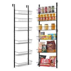 6-Tier Over the Door Pantry Organizer Hanging Storage Rack Adjustable Kitchen (Color: BLACK, Number of Layers: 6)